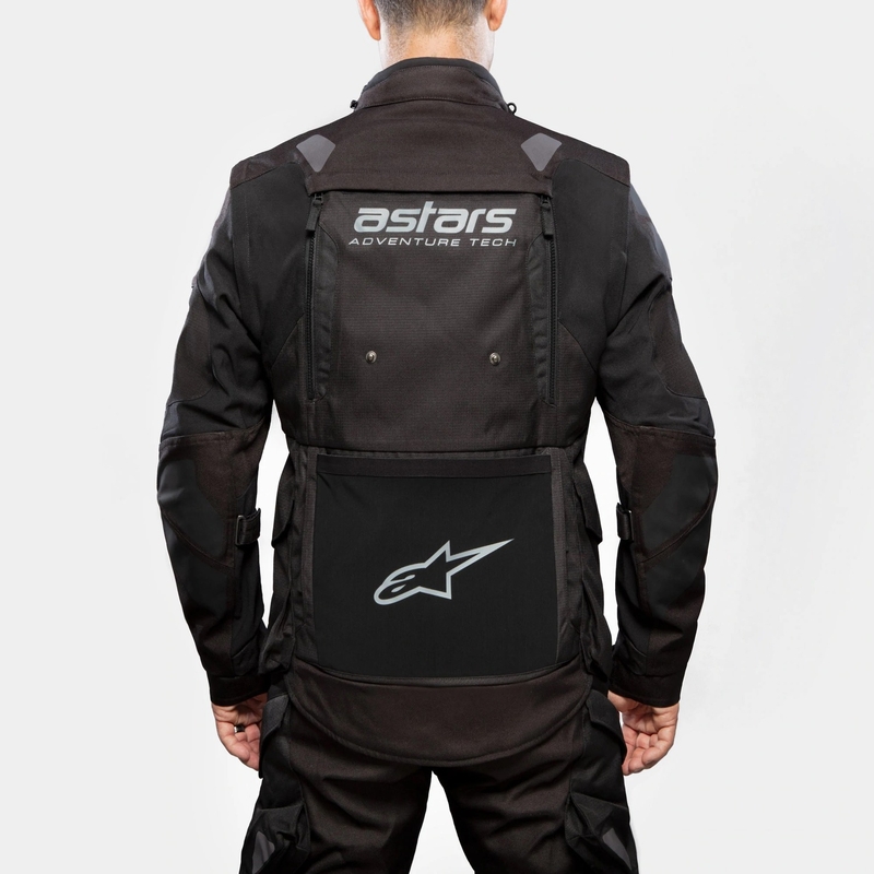 "Alpinestars Halo Drystar" tamsiai mėlyna-chaki-oranžinė-juoda motociklininko striukė