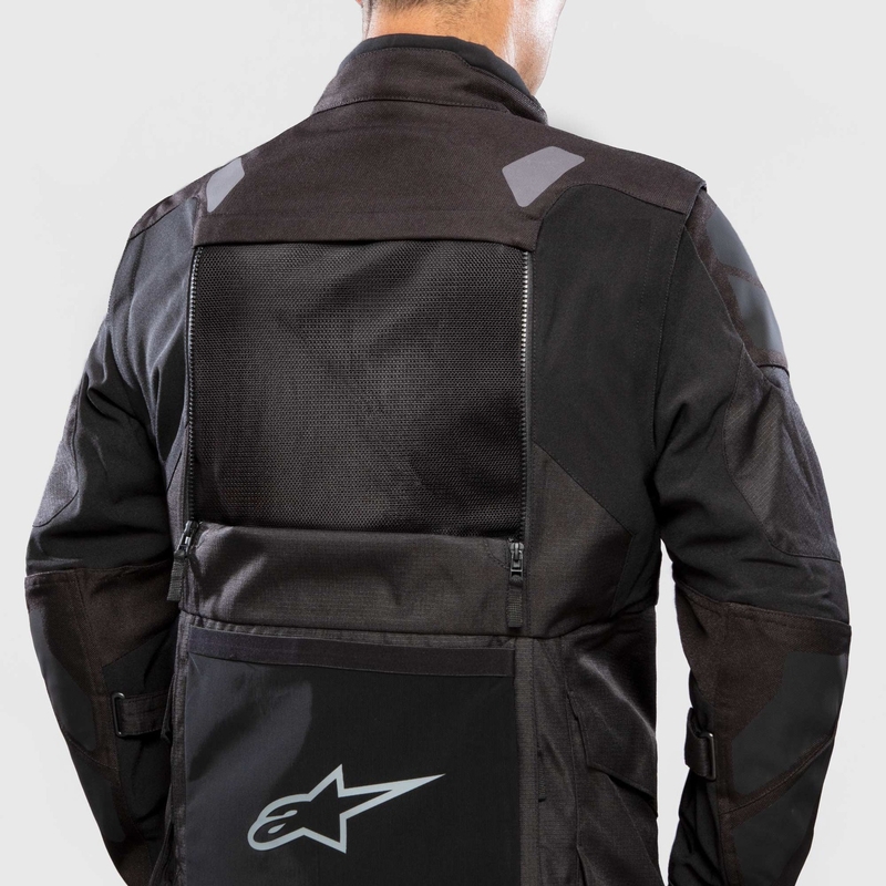 "Alpinestars Halo Drystar" tamsiai mėlyna-chaki-oranžinė-juoda motociklininko striukė