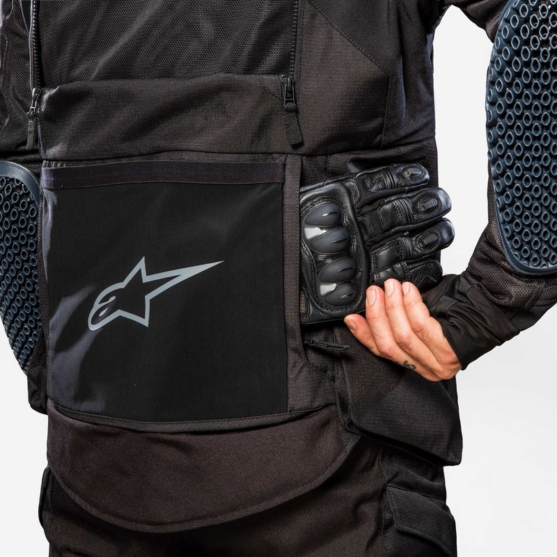 "Alpinestars Halo Drystar" tamsiai mėlyna-chaki-oranžinė-juoda motociklininko striukė