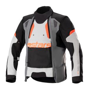 Alpinestars Halo Drystar šviesiai pilka-tamsiai pilka-juoda-fluo raudona motociklininko striukė