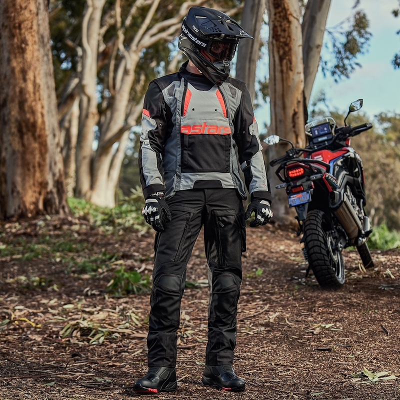 Alpinestars Halo Drystar šviesiai pilka-tamsiai pilka-juoda-fluo raudona motociklininko striukė