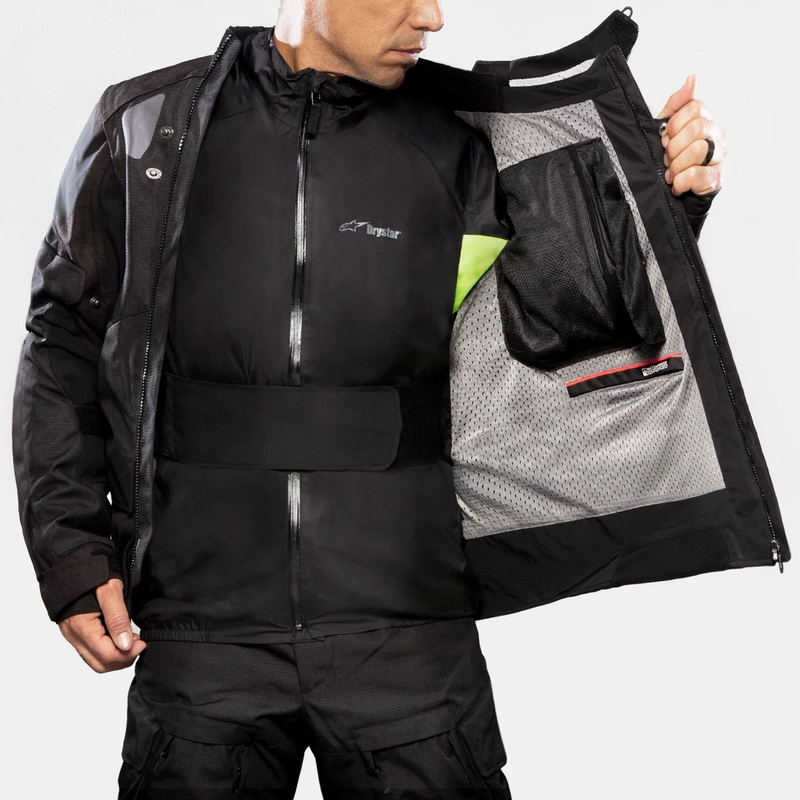 Alpinestars Halo Drystar šviesiai pilka-tamsiai pilka-juoda-fluo raudona motociklininko striukė