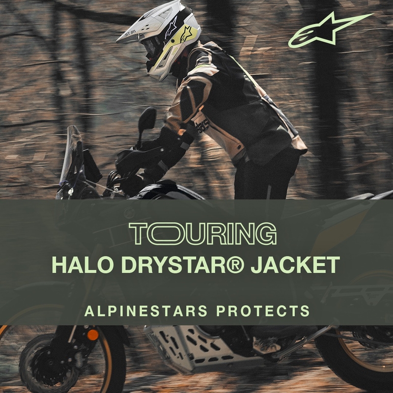 Alpinestars Halo Drystar chaki smėlio spalvos ir fluoro geltonumo motociklininko striukė