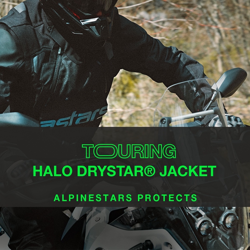 Alpinestars Halo Drystar chaki smėlio spalvos ir fluoro geltonumo motociklininko striukė