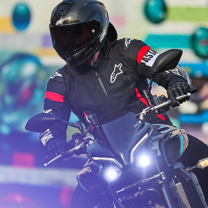 Alpinestars Zaca Air neperšlampama motociklininko striukė juoda-balta-fluo raudona