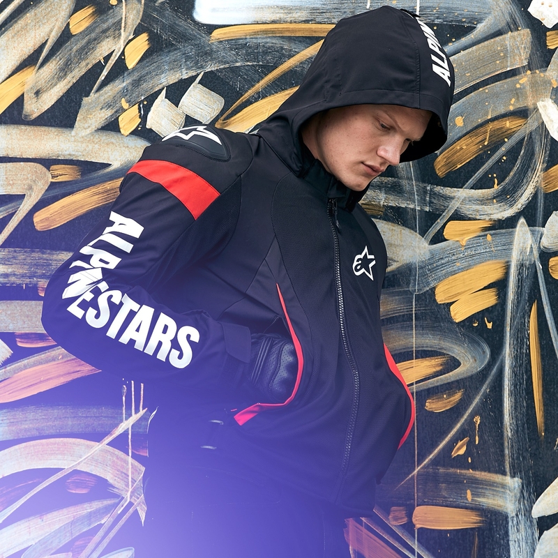 Alpinestars Zaca Air neperšlampama motociklininko striukė juoda-balta-fluo raudona