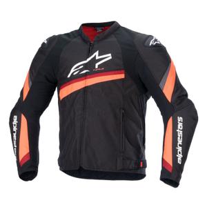 Alpinestars T-GP PLUS R 4 juoda-fluo raudona motociklininko striukė