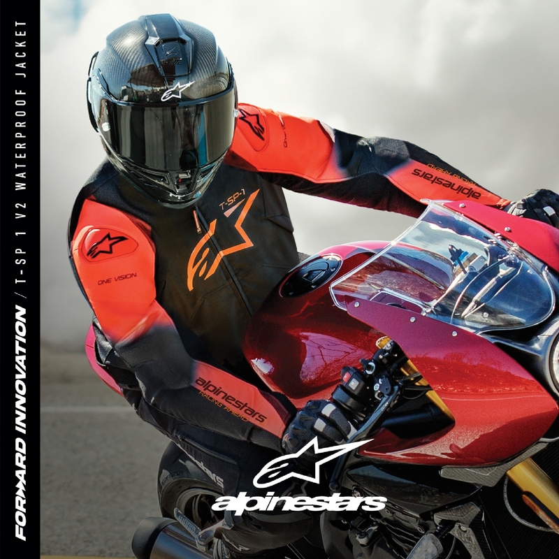 "Alpinestars T-SP 1 2" neperšlampama juoda-fluo raudona motociklininko striukė