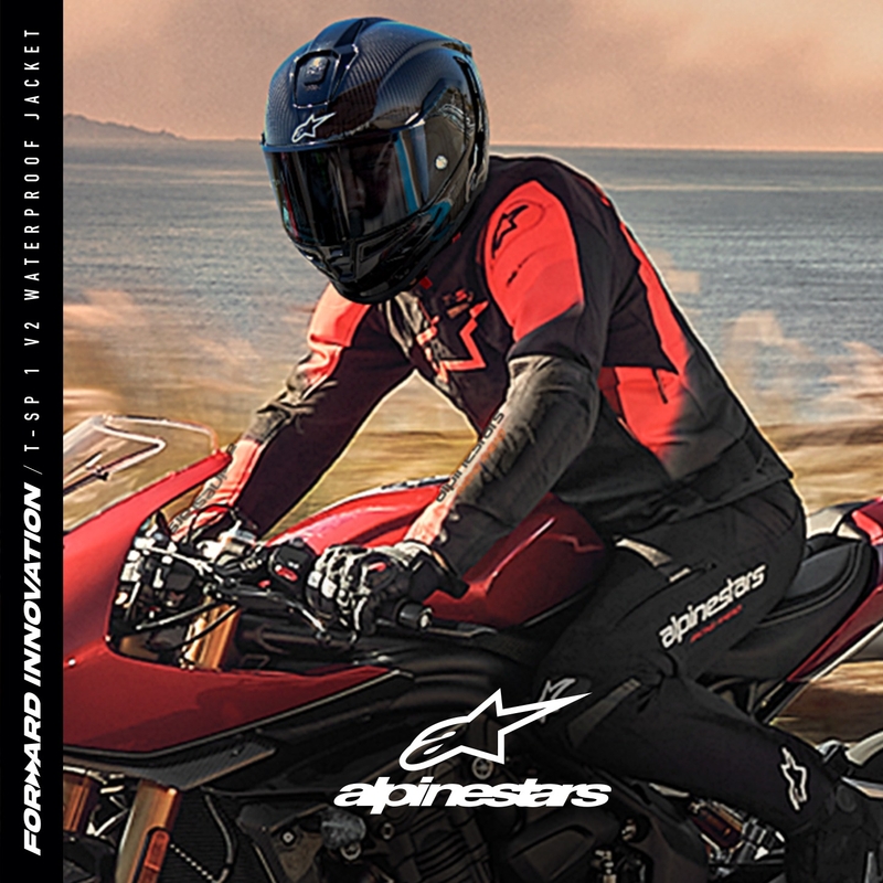 "Alpinestars T-SP 1 2" neperšlampama juoda-fluo raudona motociklininko striukė