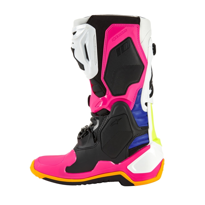 Alpinestars Tech 10 Limited Edition Coast White-Dark Blue-Pink-Fluo Yellow-Orange-Black motociklininkų batai