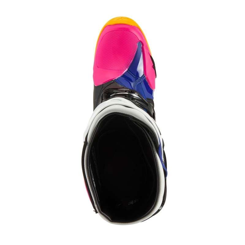 Alpinestars Tech 10 Limited Edition Coast White-Dark Blue-Pink-Fluo Yellow-Orange-Black motociklininkų batai