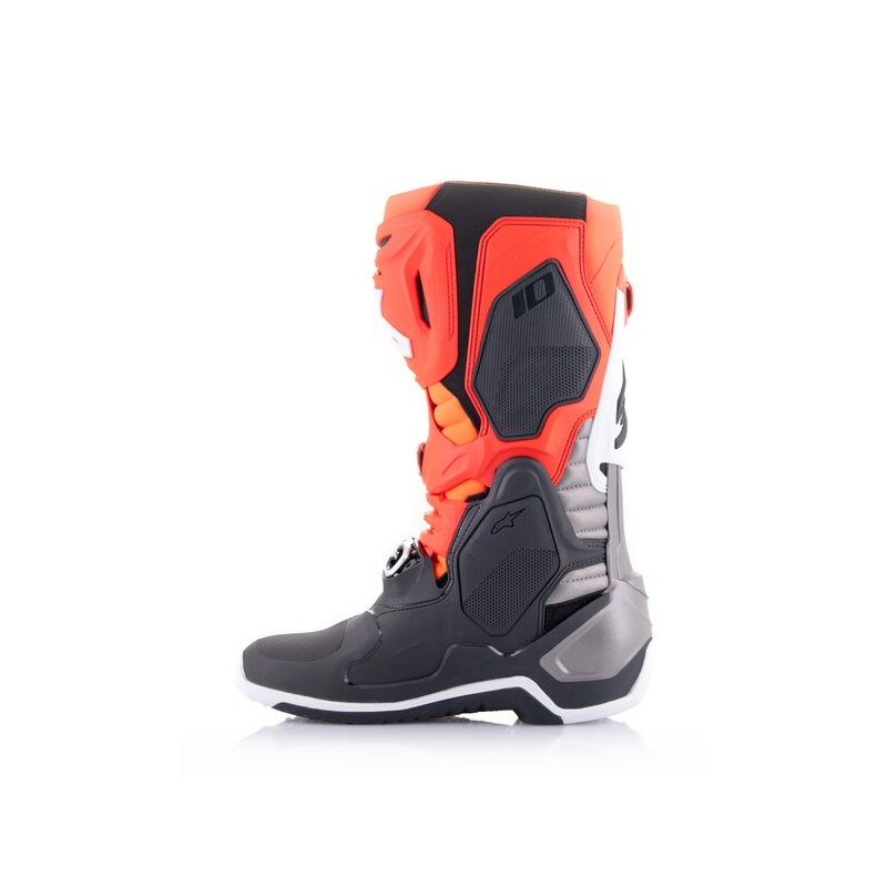 Alpinestars Tech 10 oranžiniai-geltoni-violetiniai-balti-juodi motociklininko batai