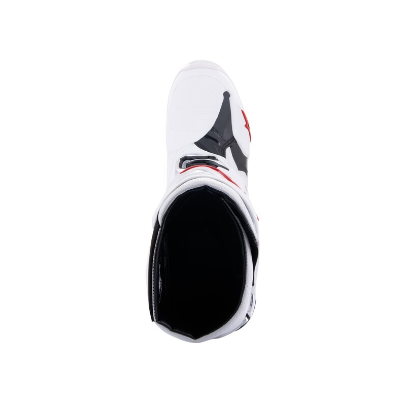 "Alpinestars Tech 10 Supervented" motociklininko batai su perforacija baltos, raudonos ir juodos spalvos
