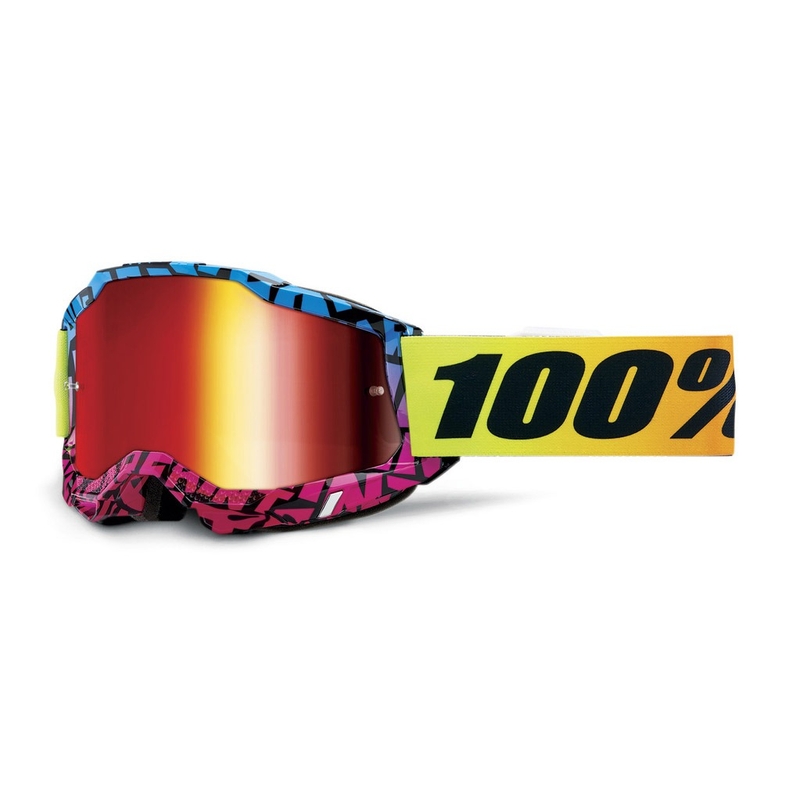 Motokroso akiniai 100% ACCURI 2 Special UTV/OTG - riboto leidimo Ken Block raudoni su chromuotu stiklu