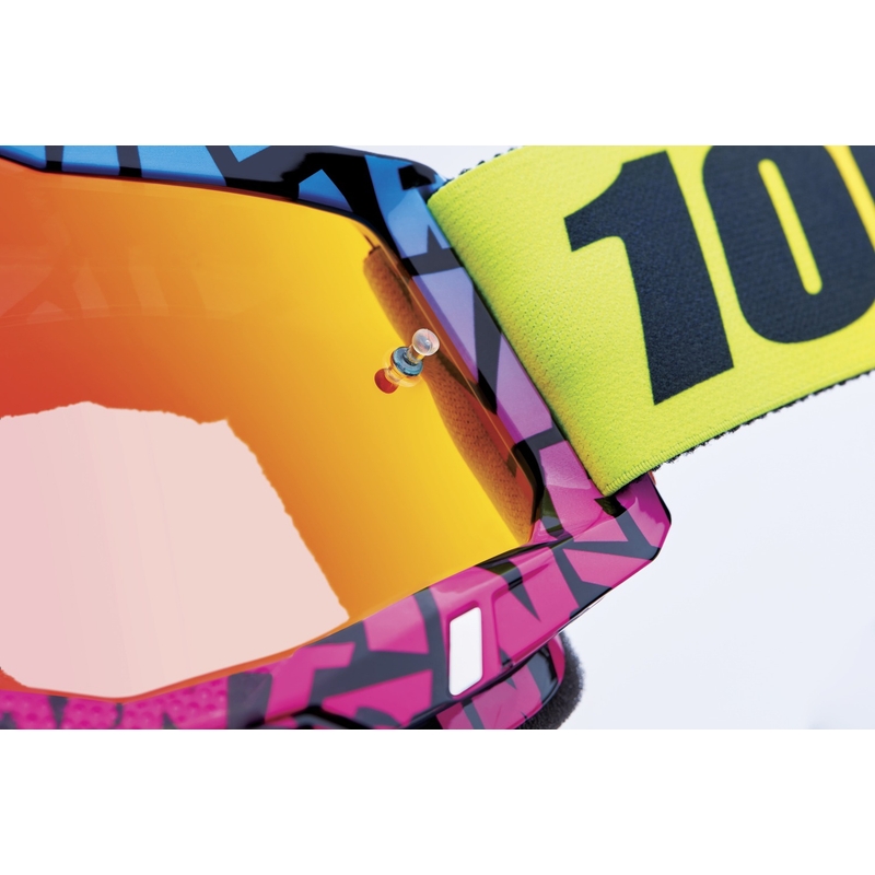 Motokroso akiniai 100% ACCURI 2 Special UTV/OTG - riboto leidimo Ken Block raudoni su chromuotu stiklu