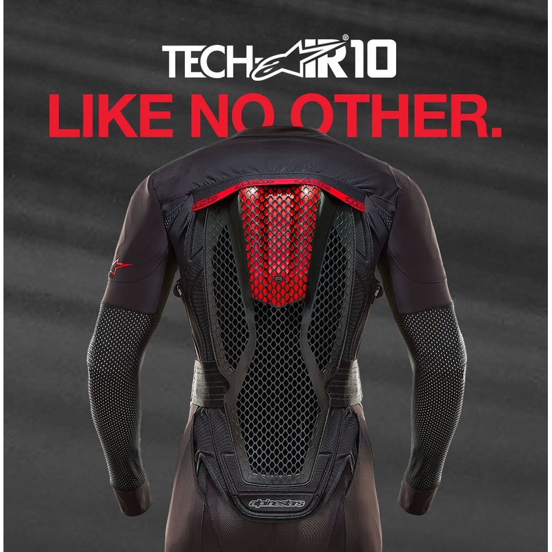Alpinestars TECH-AIR®10 oro pagalvių sistema juoda-raudona-pilka