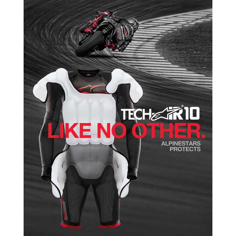 Alpinestars TECH-AIR®10 oro pagalvių sistema juoda-raudona-pilka
