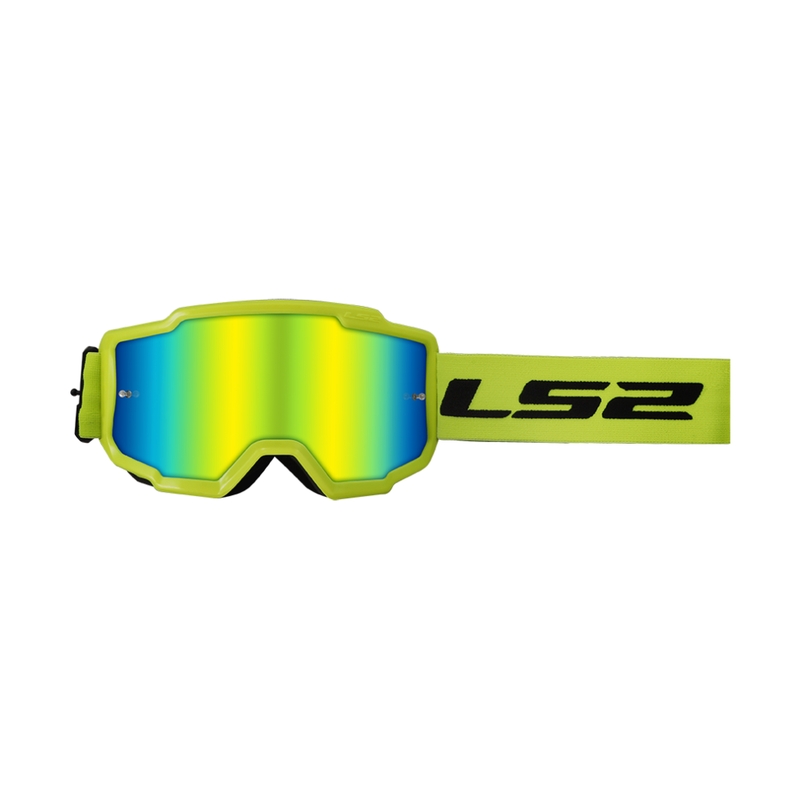 LS2 Charger H-V motokroso akiniai geltonos spalvos su iridžio plexi