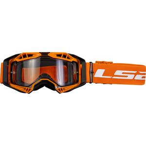 LS2 Aura Enduro motokroso akiniai juodai oranžiniai skaidrūs plexi