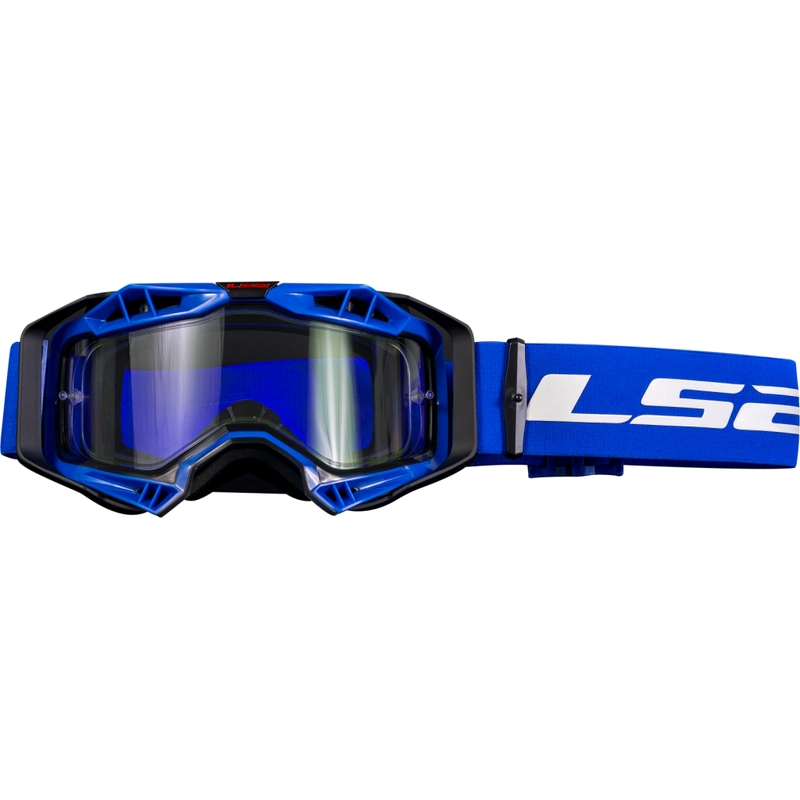 LS2 Aura Enduro motokroso akiniai juoda-mėlyna, skaidrus pleksikas