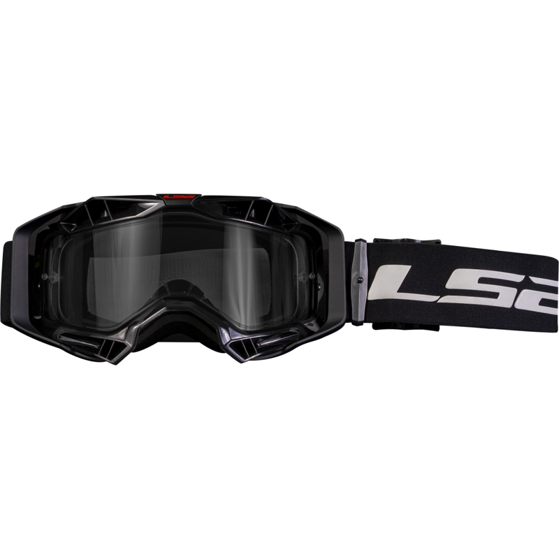 LS2 Aura Enduro motokroso akiniai juodi, skaidrūs, plexi
