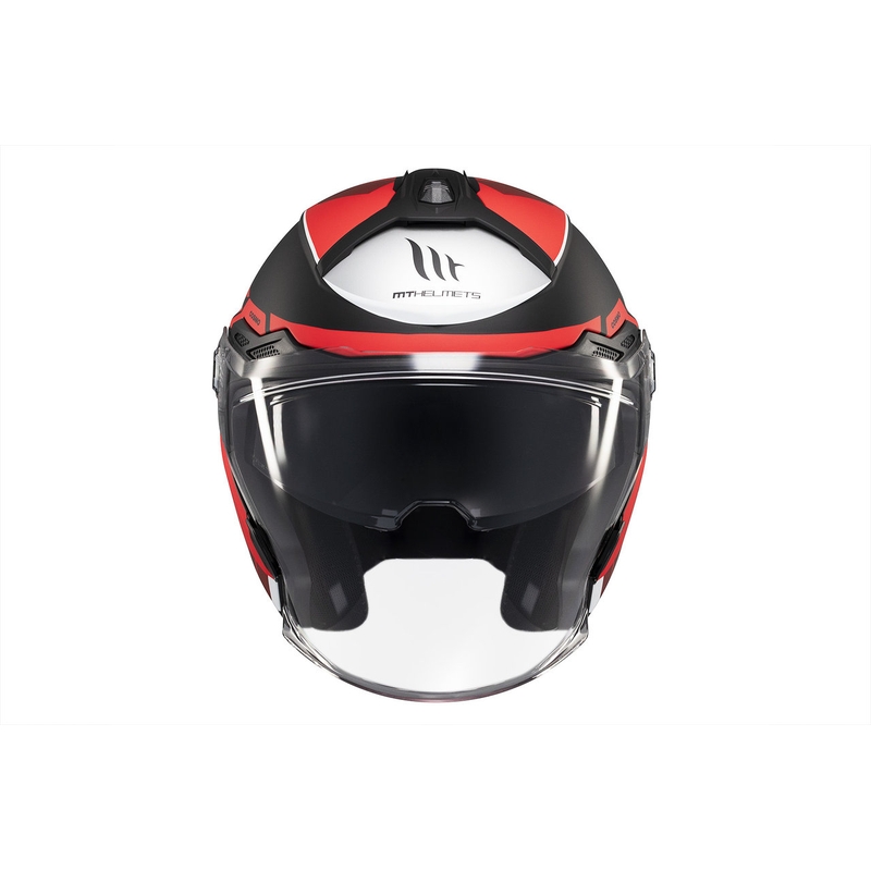 MT Cosmo SV Cruiser atviras šalmas matinis raudonai-juodai-pilkas