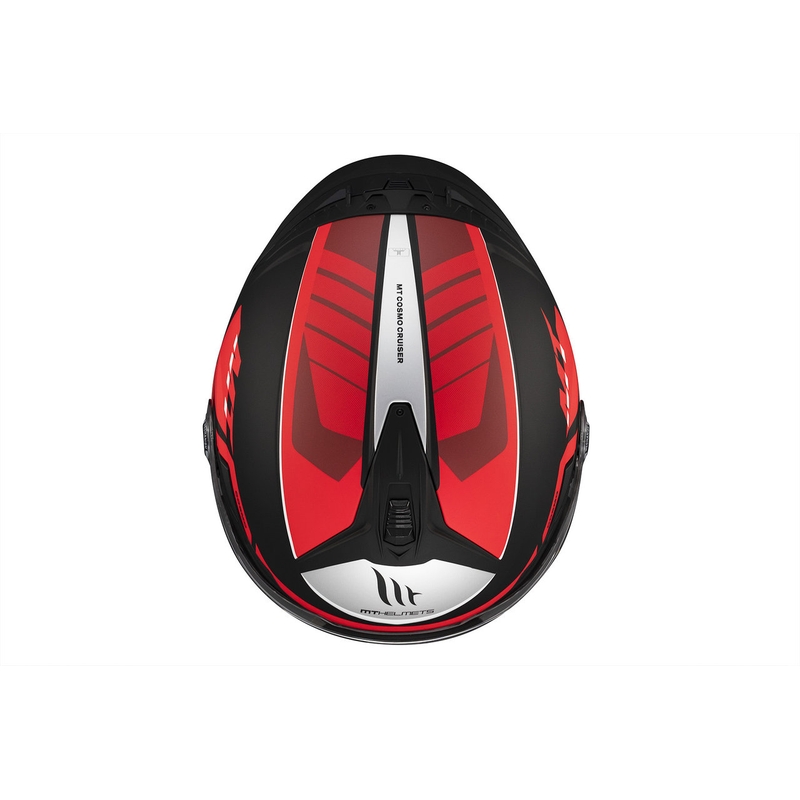 MT Cosmo SV Cruiser atviras šalmas matinis raudonai-juodai-pilkas