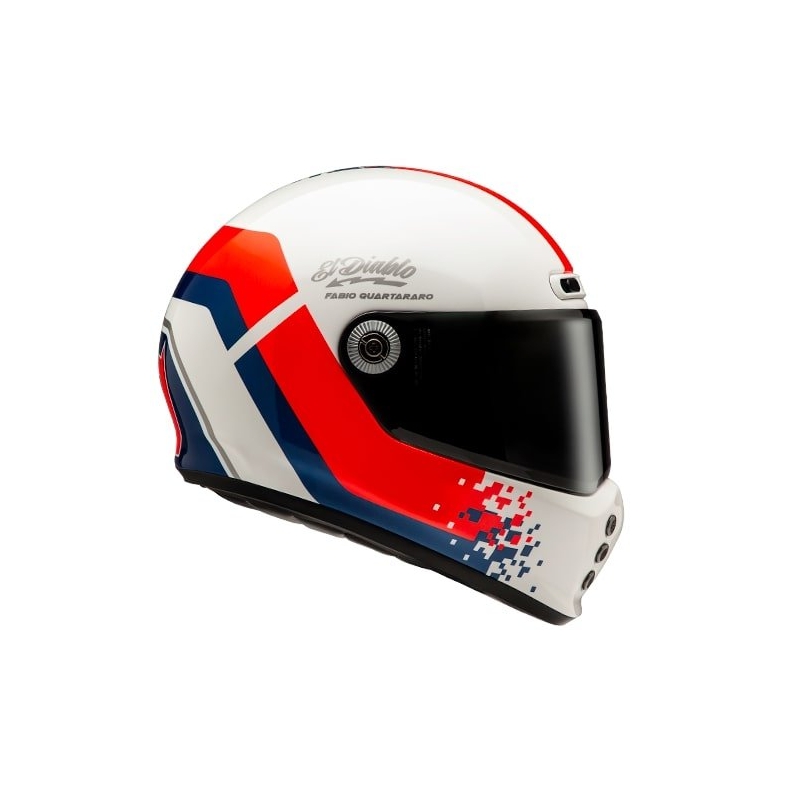 Integruotas motociklininko šalmas HJC V10 Fabio Quartararo 20 Retro balta-raudona-mėlyna