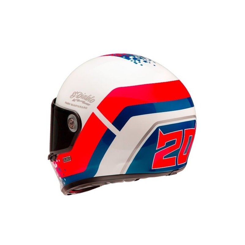 Integruotas motociklininko šalmas HJC V10 Fabio Quartararo 20 Retro balta-raudona-mėlyna