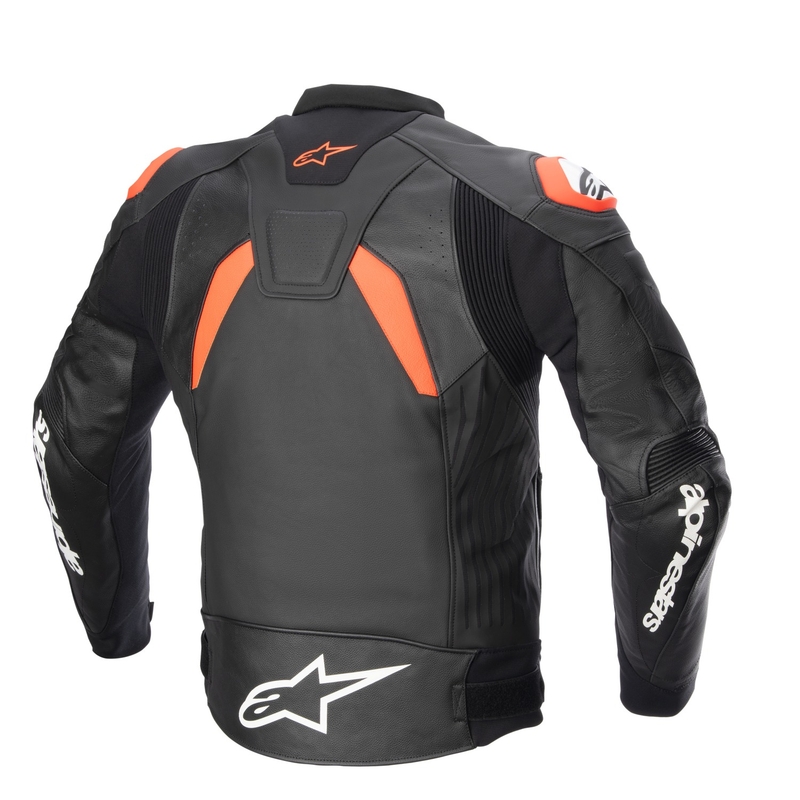 Alpinestars GP PLUS 4 juoda-fluo raudona-balta motociklininko striukė