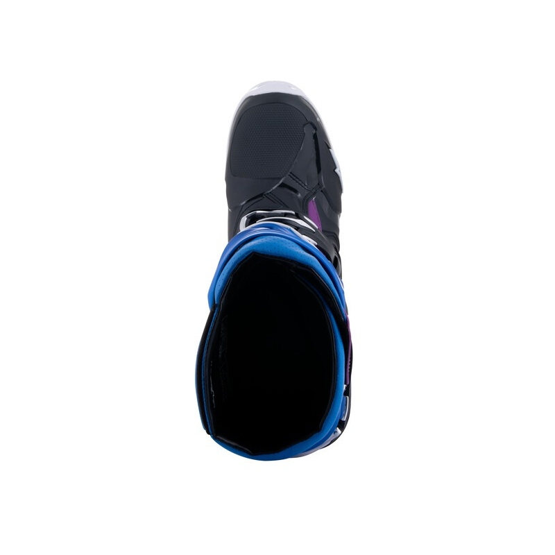 "Alpinestars Tech 10 Supervented" perforuoti mėlyni-violetiniai-rožiniai-balti-pilkai-juodi motociklininko batai
