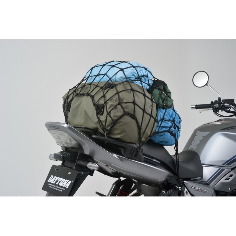 Lankstus bagažo tinklas motociklui su plastikiniais kabliukais Daytona 50 x 50 cm juodas