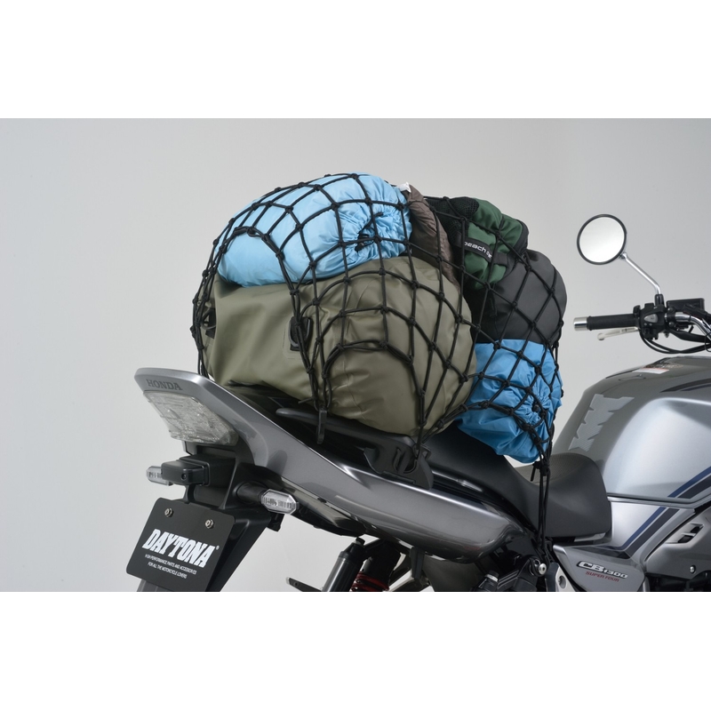 Lankstus bagažo tinklas motociklui su plastikiniais kabliukais Daytona 60 x 60 cm juodas