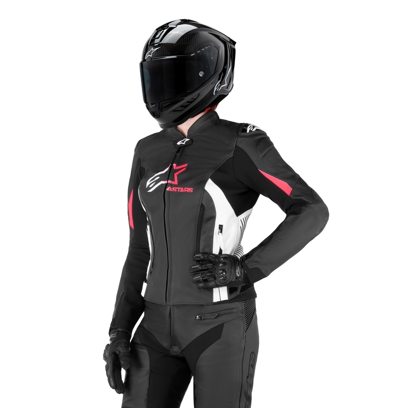 "Alpinestars GP PLUS 4" moteriška motociklininko striukė juoda, balta ir rožinė