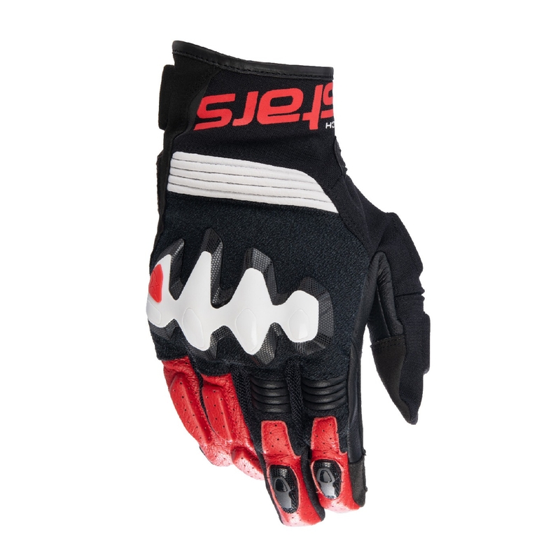 "Alpinestars Halo" juodos, baltos ir raudonos motociklininko pirštinės