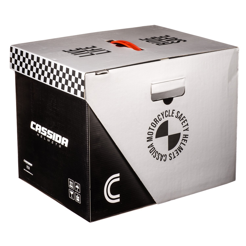 "Cassida Modulo 2.1 Compass" apverčiamas motociklininko šalmas perlamutrinis baltas-juodas-raudonas-sidabrinis