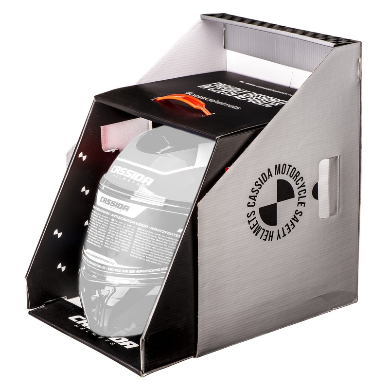 "Cassida Modulo 2.1 Compass" apverčiamas motociklininko šalmas perlamutrinis baltas-juodas-raudonas-sidabrinis