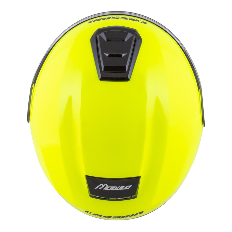 Cassida Modulo 2.1 Compass fluo geltona-juoda-sidabrinė-raudona apverčiamas motociklininko šalmas