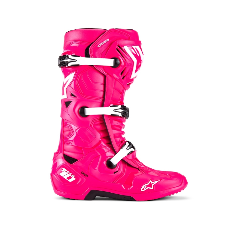Alpinestars Tech 10 rožiniai-juoda-balti motociklininko batai