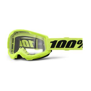 Vaikiški motokroso akiniai 100% STRATA 2 neon yellow clear plexi
