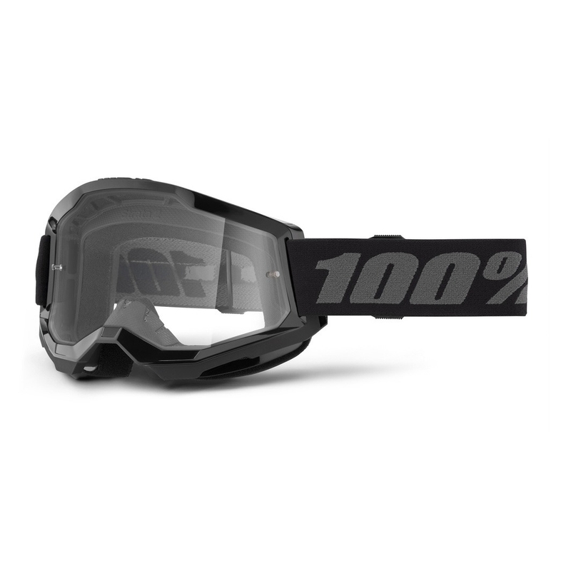 Vaikiški motokroso akiniai 100% STRATA 2 black clear plexi