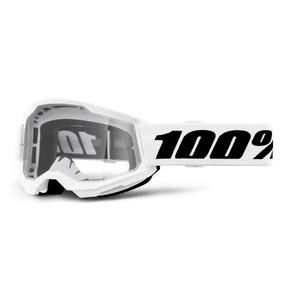 Vaikiški motokroso akiniai 100% STRATA 2 white clear plexi