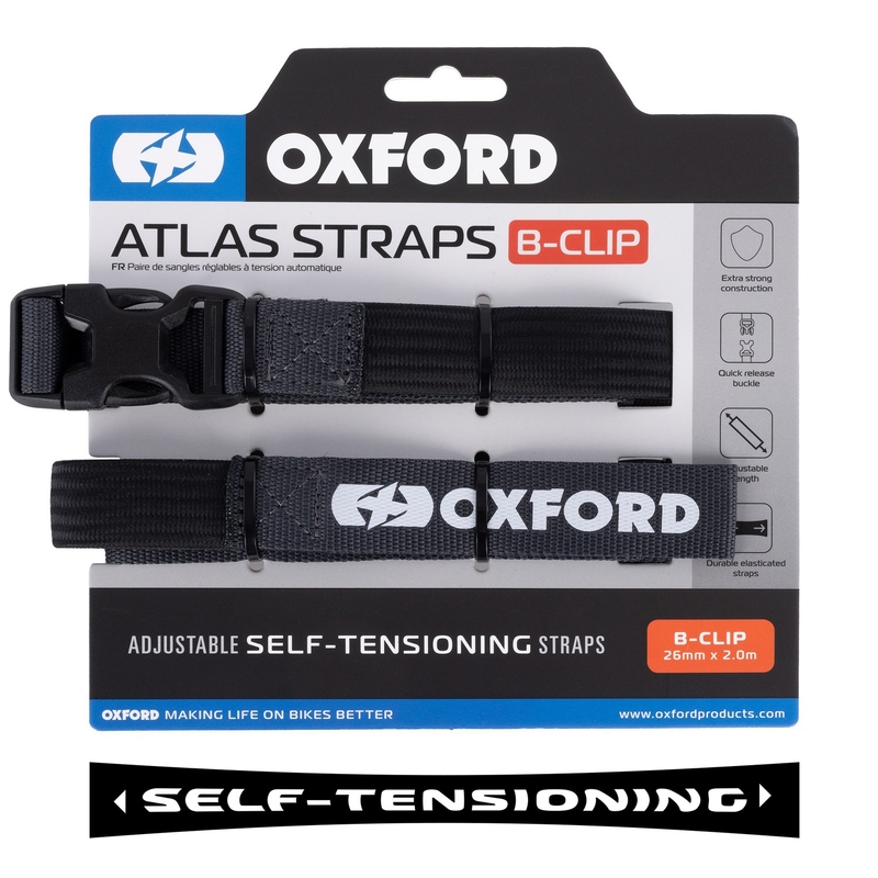 "Oxford Atlas B-Clip" bagažo diržai 2 vnt., pilki 26 mm x 2 m