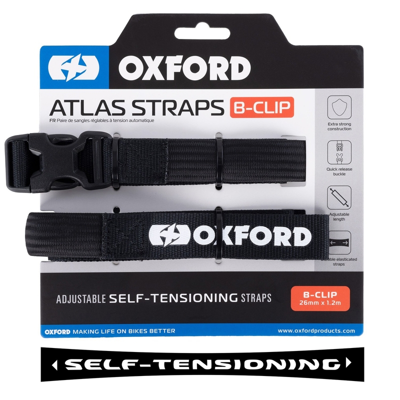 "Oxford Atlas B-Clip" bagažo diržai 2 vnt. juodi 26 mm x 1,2 m