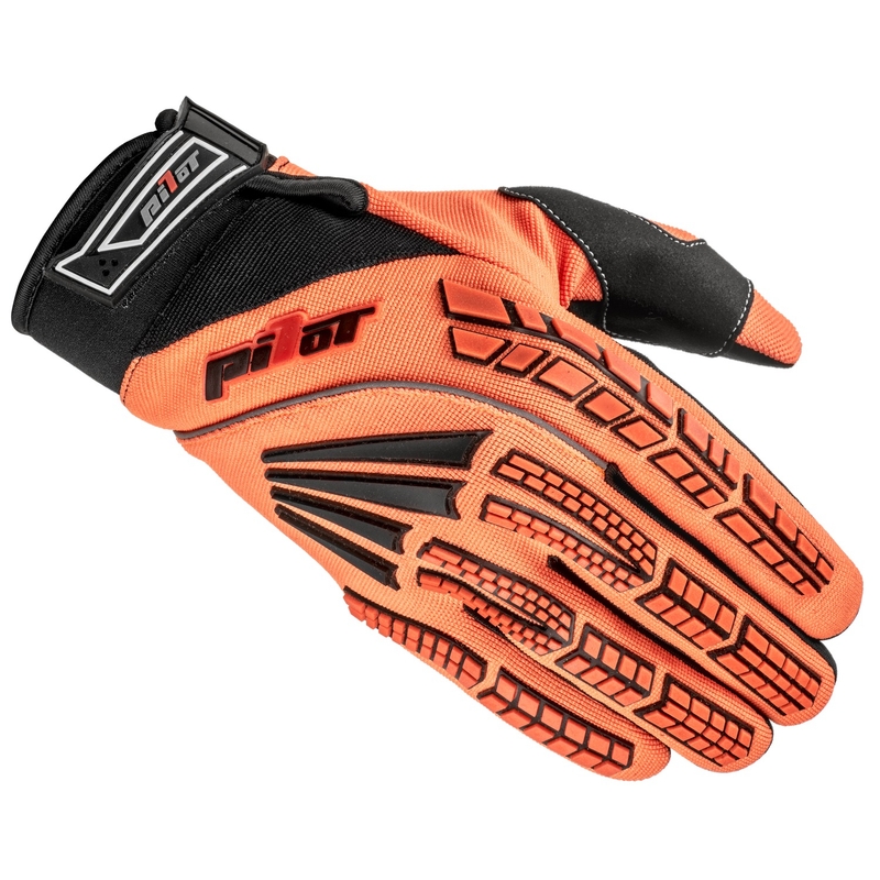 Vaikiškos motokroso pirštinės Pilot Pioneer fluo orange-black