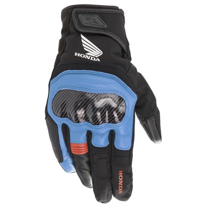 Alpinestars SMX Z Drystar Honda šviesiai pilkos-juodos-mėlynos-raudonos motociklininko pirštinės