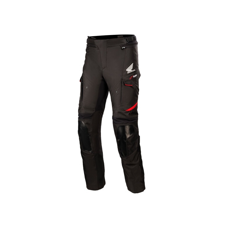 Alpinestars Andes Drystar Honda kolekcijos juodai raudonos motociklininko kelnės