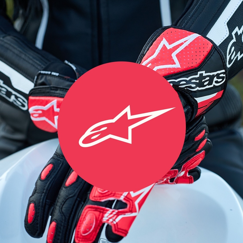 Alpinestars SP-8 moteriškos motociklininko pirštinės juodos, baltos ir rožinės spalvos