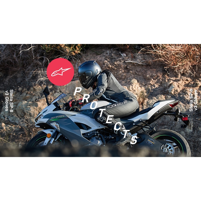 Alpinestars SP-8 moteriškos motociklininko pirštinės juodos, baltos ir rožinės spalvos