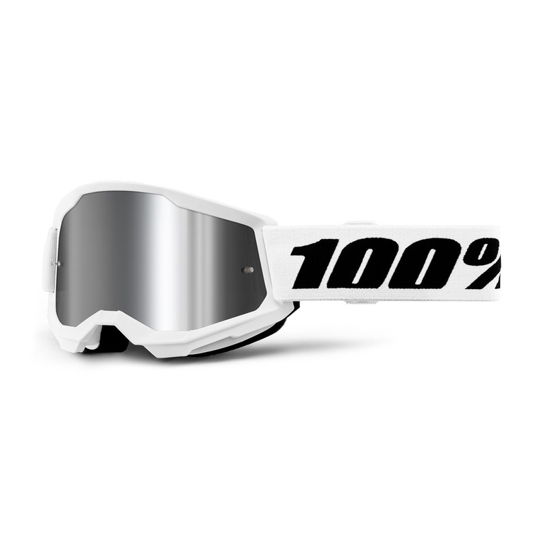 Dětské motokrosové brýle 100% STRATA 2 bílé stříbrné plexi